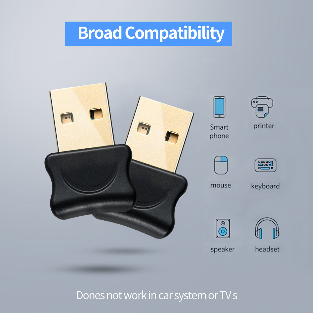Bluetooth 4.0 USB Adapter - Add Wireless to Desktop PCs, 20m Range