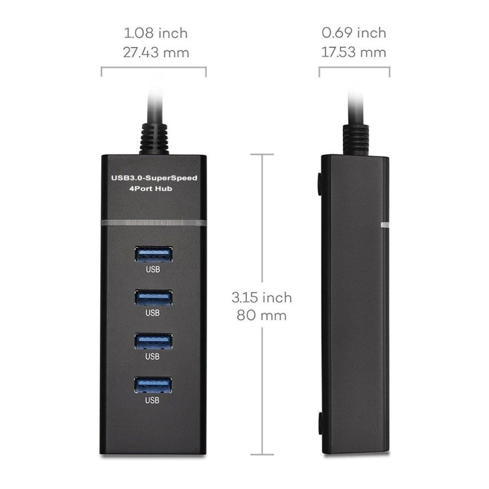 USB 3.0 Hub 4-Port Splitter - 5Gbps High-Speed Expansion
