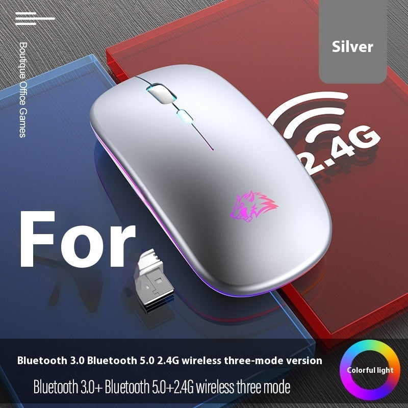 X15 Silent Wireless Mouse - Bluetooth, USB Receiver & Rechargeable with RGB Light