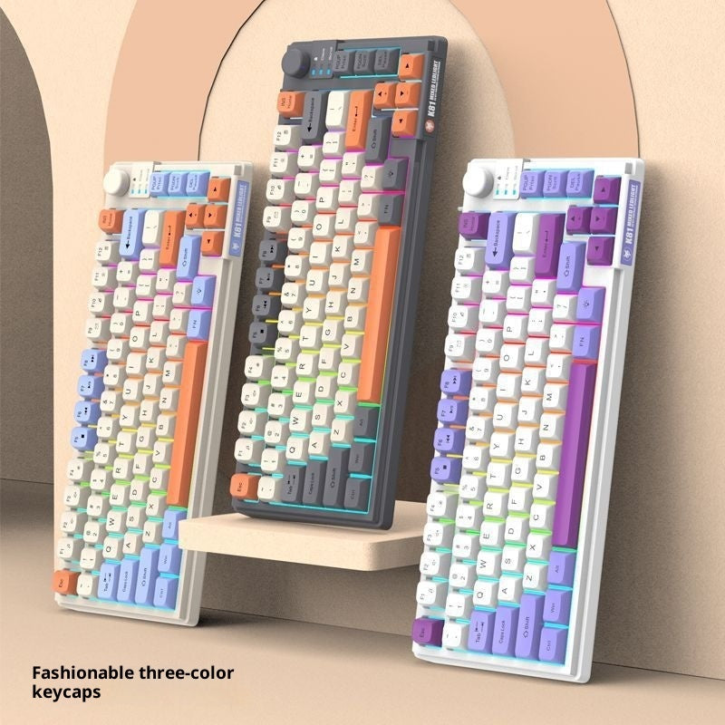 Mechanical Gaming Keyboard with Knob - Spherical Keycaps, RGB Backlight, USB Wired