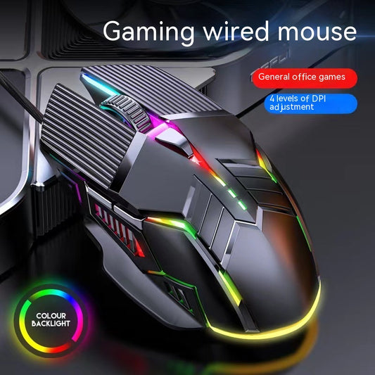 6-Button RGB Wired Gaming Mouse - Silent or Standard Click, 1.5m Cable | Black, White & Pink