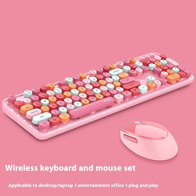 Aesthetic Wireless Keyboard & Mouse Combo - 13 Colourways | Purple, Pink, Blue, Green, Milk Tea & More