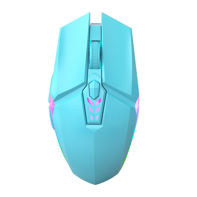 Silent Wired RGB Mouse - 1600 DPI, 6 Buttons, Four-Way Scroll, 1.2m Cable | Black, Pink & Blue