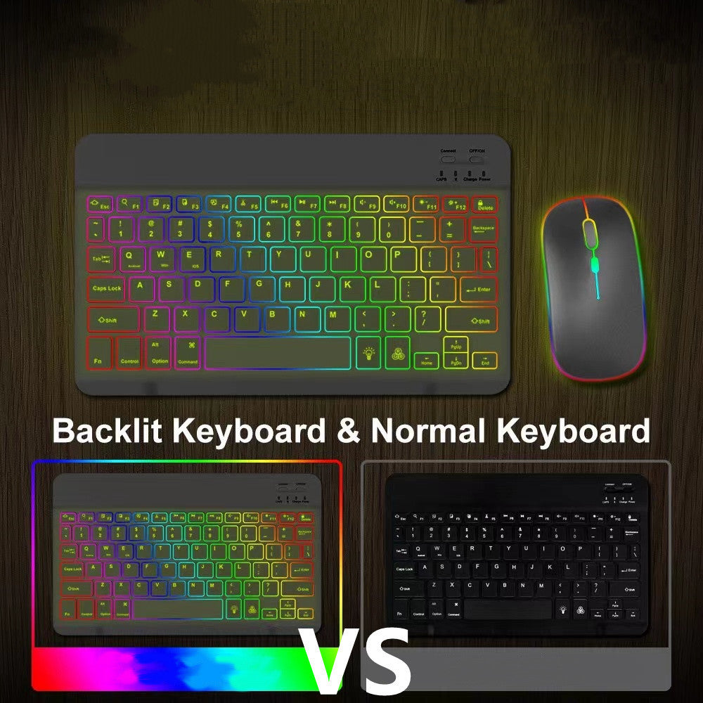 10" RGB Backlit Bluetooth Keyboard - Universal for Phones & Tablets | Optional Mouse