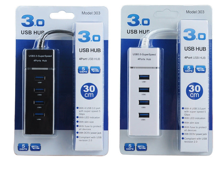 USB 3.0 Hub 4-Port Splitter - 5Gbps High-Speed Expansion