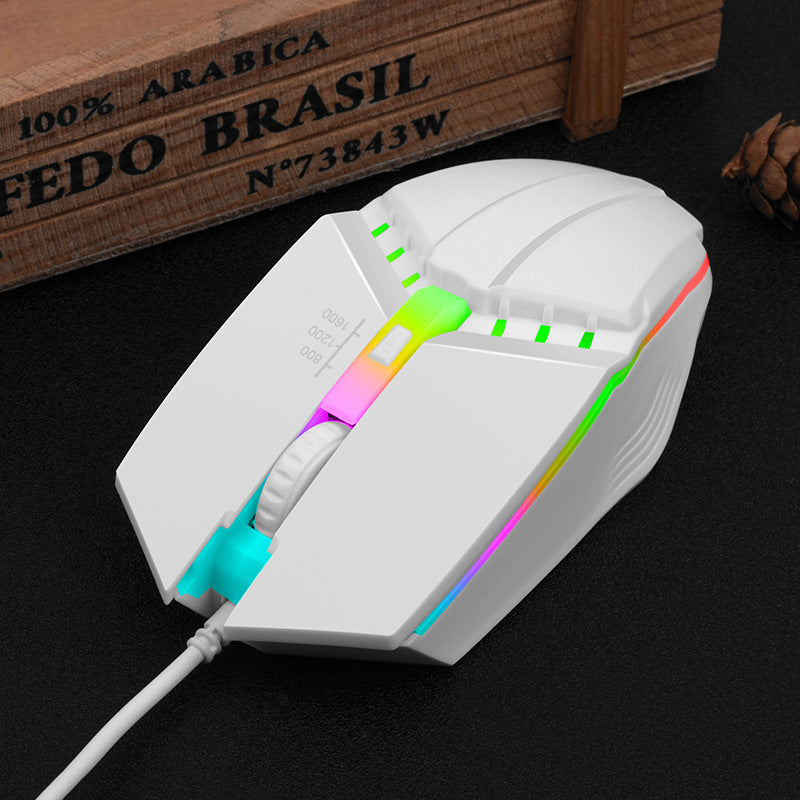 Wired Gaming Mouse - 1000 DPI, Touch Scroll Wheel, Glow Lighting, 1.5m Cable | White & Black