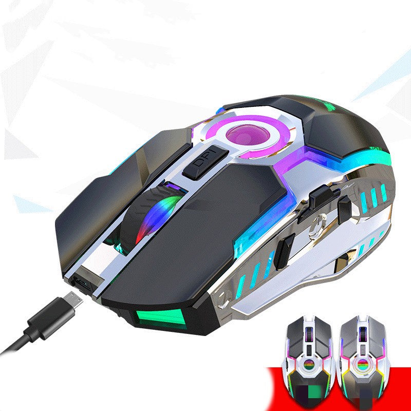 Watch-Shaped Wireless Rechargeable Mouse - Touch Wheel, 2.4GHz, 10m Range | Black & Gunmetal