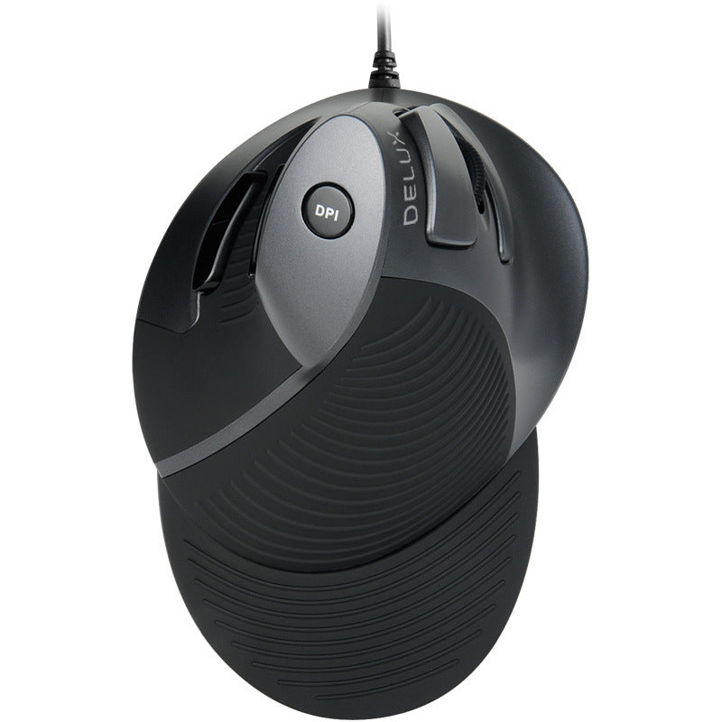 Wired Ergonomic Vertical Mouse with Detachable Palm Rest | ABS, Wrist Support | Black