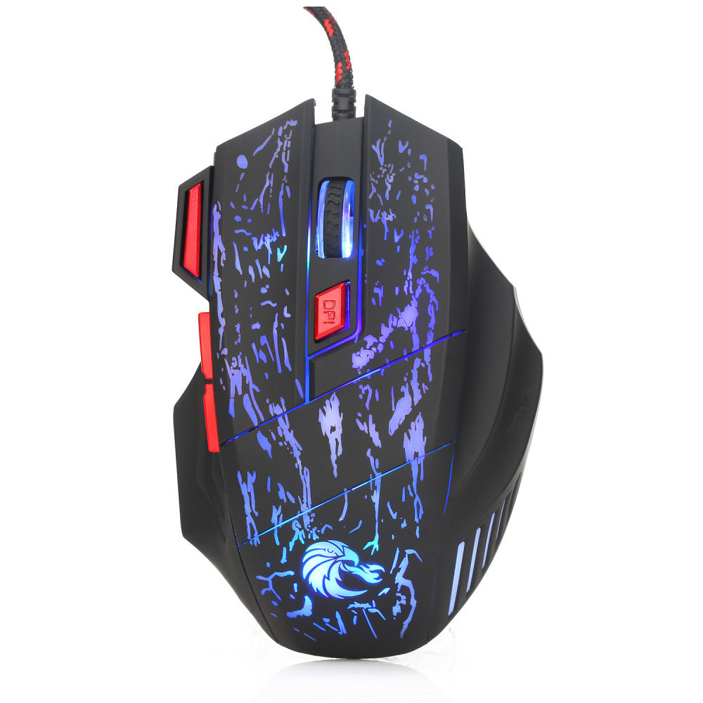 H300BK Wired Ergonomic Gaming Mouse - Water Crack RGB Lighting | USB, 1.5m Cable