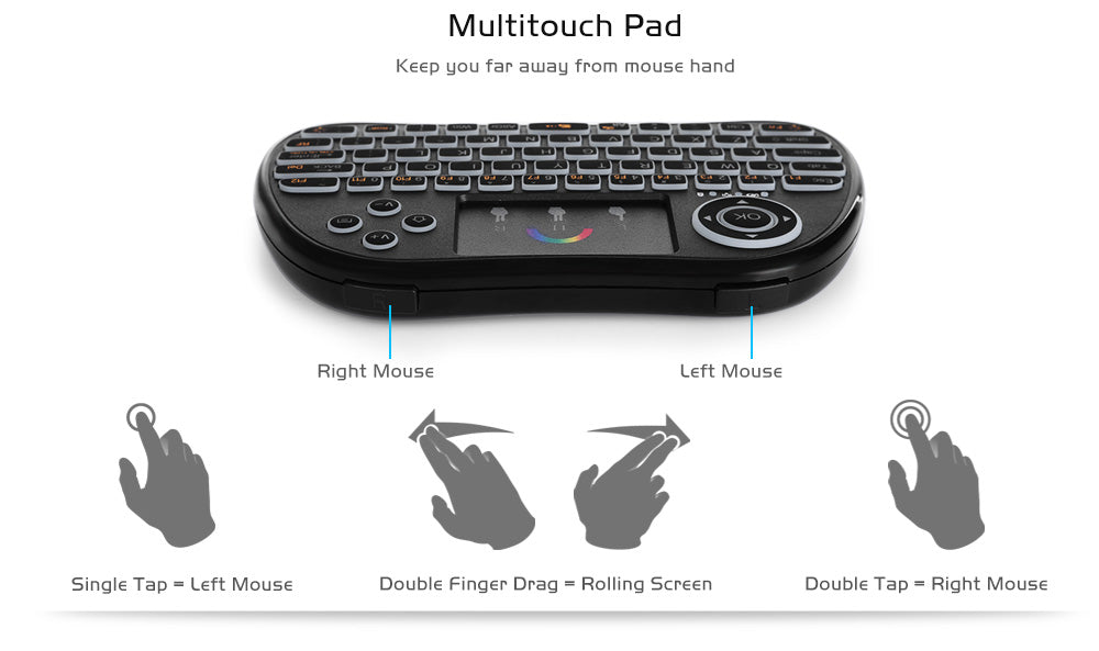 H9 Wireless Backlit Colourful Touch Remote Control Keyboard – product image 4 | Fidmat24 Tech Market