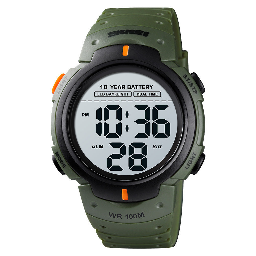Men's Outdoor Sports LED Digital Watch | 100M Water Resistant | 47mm | Luminous | Army Green & Black – product image 6 | Fidmat24 Tech Market