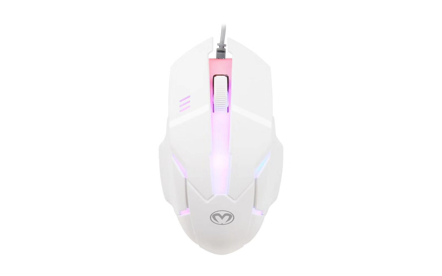 Compact Wired RGB Gaming Mouse - 1600 DPI, Touch Scroll Wheel, 4-Gear | White & Black