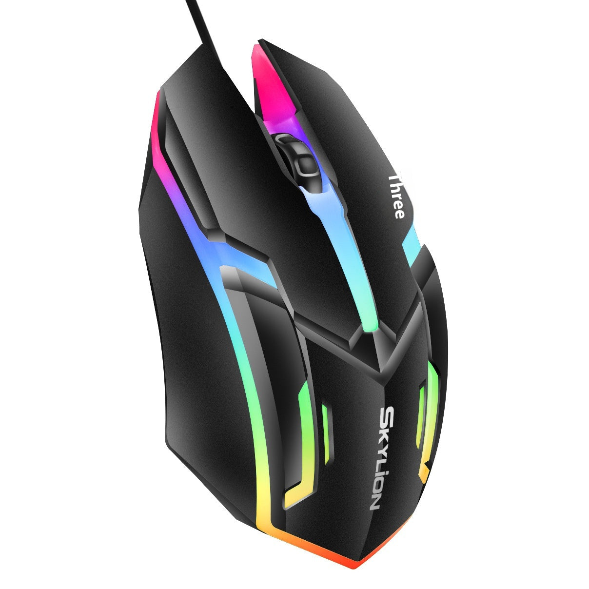 F1 Wired Luminous Mouse - USB, 1.4m Cable, Slim Profile | White & Black