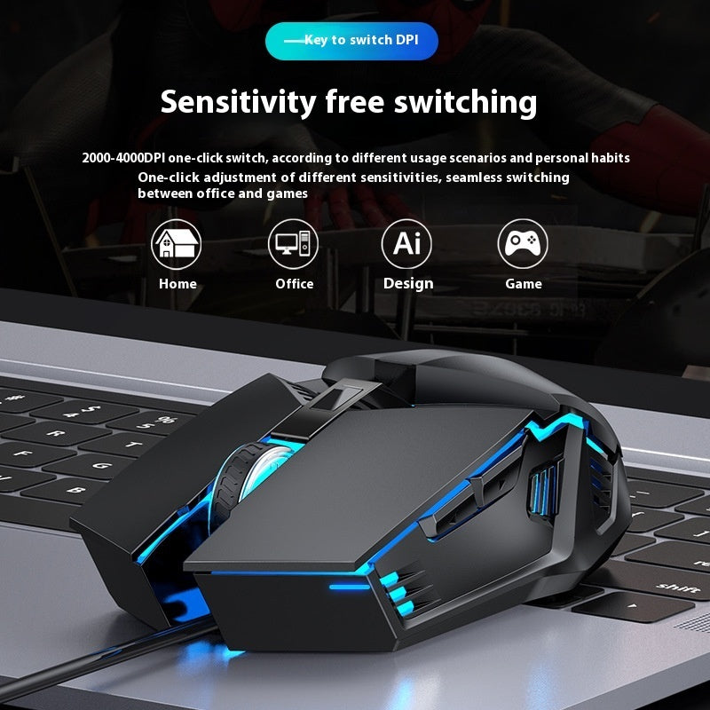 Luminous Wired Gaming Mouse - 6 Button USB Optical Mouse with LED Light