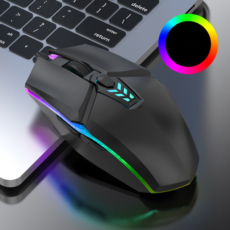 Silent Wired RGB Mouse - 1600 DPI, 6 Buttons, Four-Way Scroll, 1.2m Cable | Black, Pink & Blue