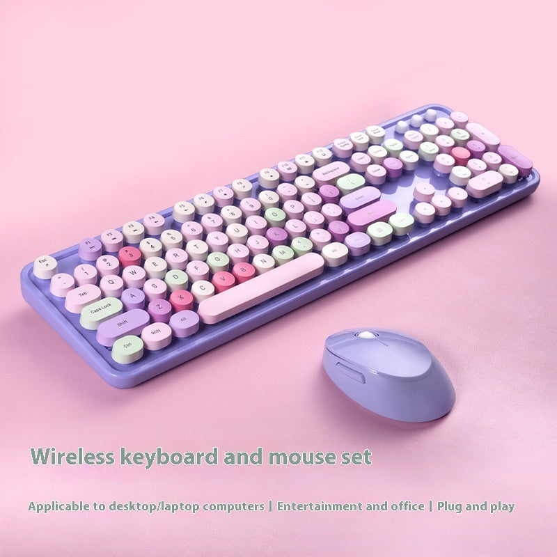 Aesthetic Wireless Keyboard & Mouse Combo - 13 Colourways | Purple, Pink, Blue, Green, Milk Tea & More