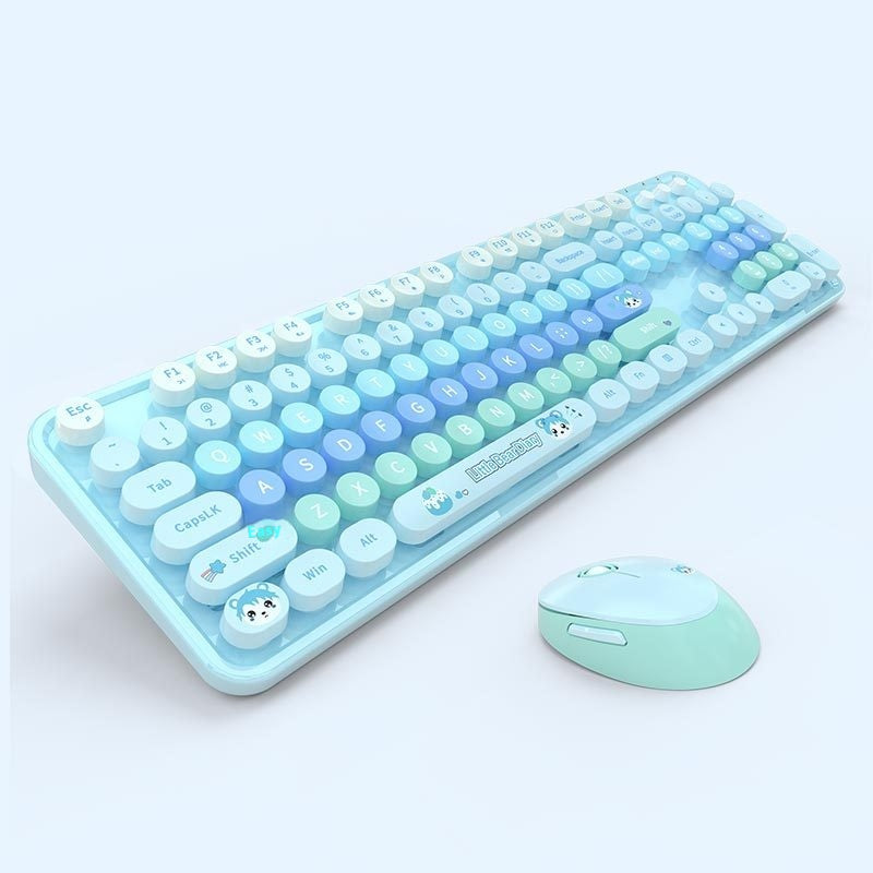 Aesthetic Wireless Keyboard & Mouse Combo - 13 Colourways | Purple, Pink, Blue, Green, Milk Tea & More