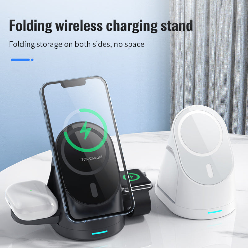 Foldable 3-in-1 Magnetic Wireless Charger with USB Cable – product image 1 | Fidmat24 Tech Market