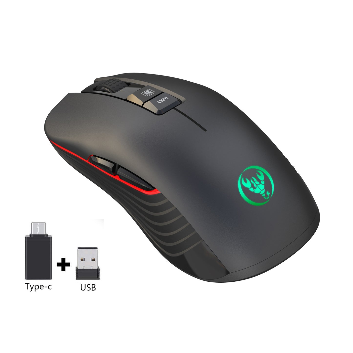 T30 Ergonomic Wireless Gaming Mouse - 7-Colour RGB, 3600 DPI, 8 Buttons, 750mAh | USB Rechargeable