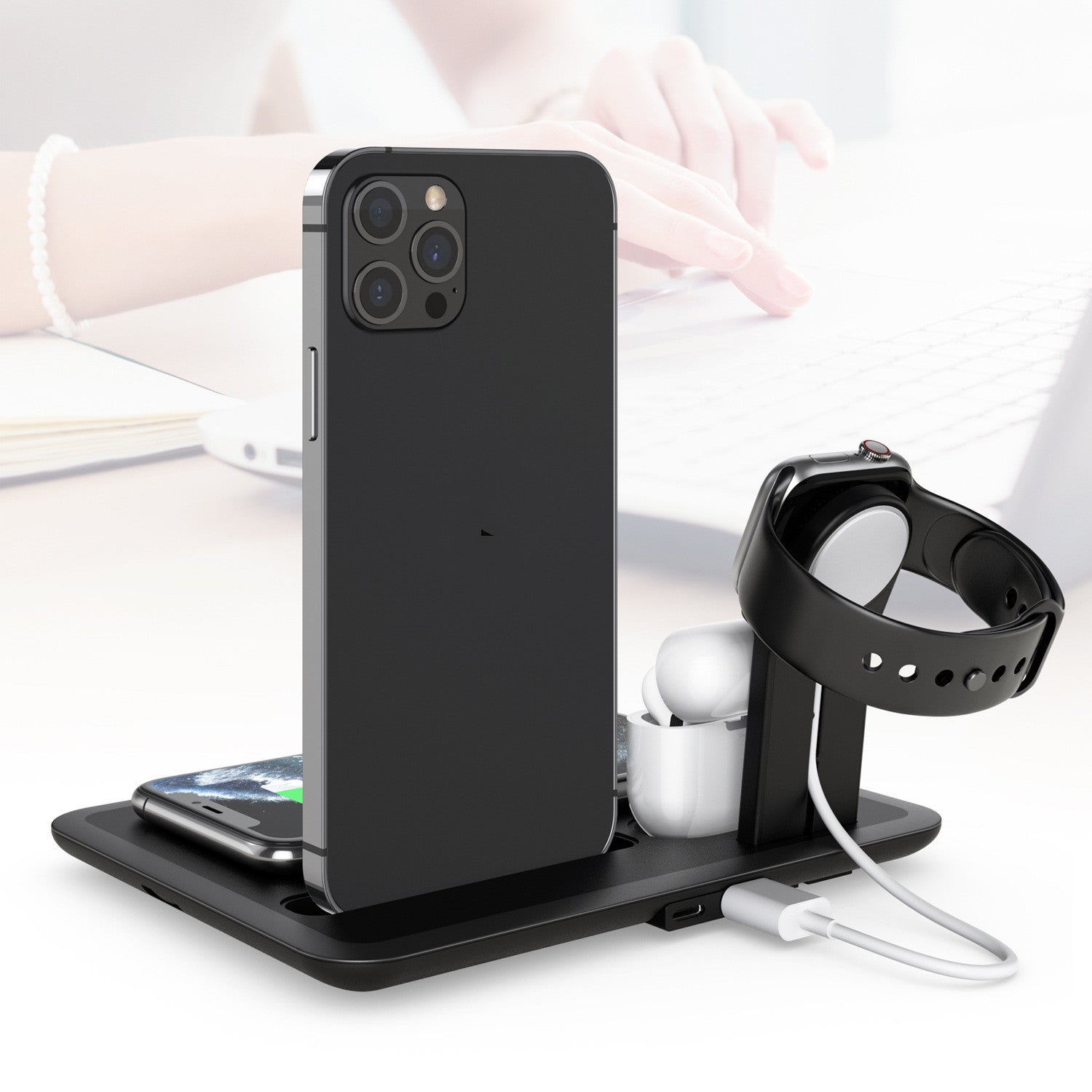 wireless-phone-charger-watch-headphone-bracket-desktop