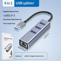 USB 3.0 to Gigabit Ethernet Adapter with 3-Port Hub - Add Wired Network & USB Ports