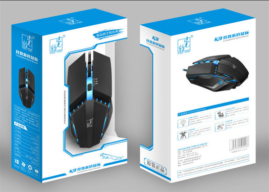 K3 Wired RGB Gaming Mouse - 1600 DPI, 4 Buttons, Four-Way Scroll, 1.5m Cable | Matte Black