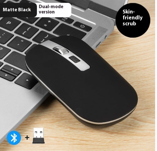 Wireless Mouse for Laptop & Desktop - Dual Battery or 2.4G USB Rechargeable | Black